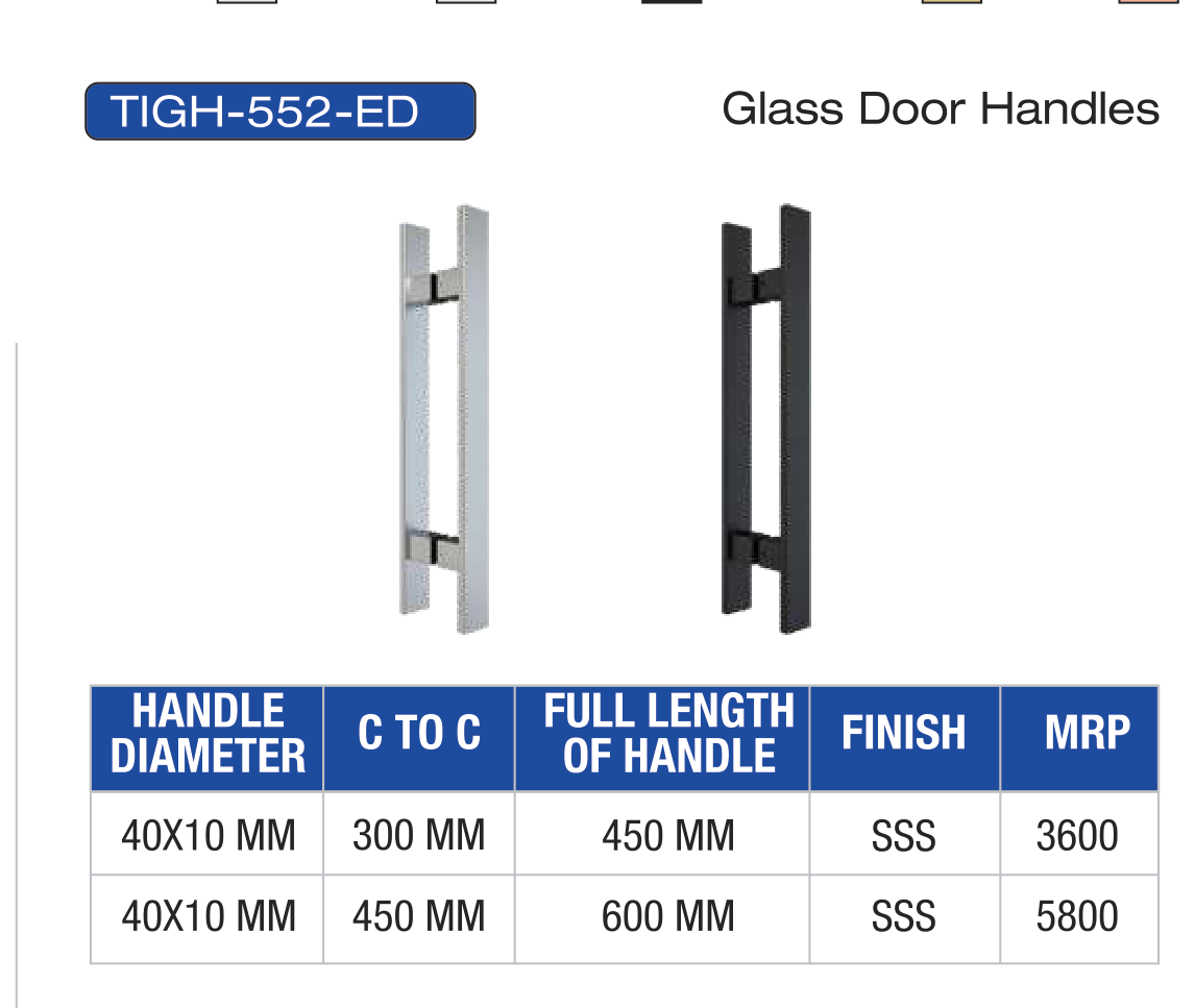 Glass Door Handles (40x10mm)